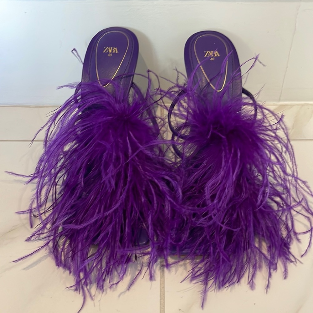 Purple Zara feather shoes